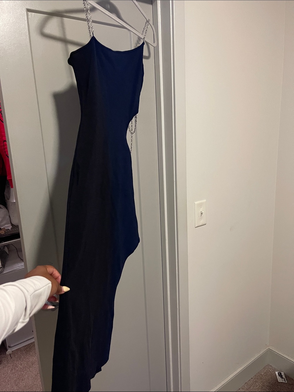 Black asymmetrical Chain-Strap Dress